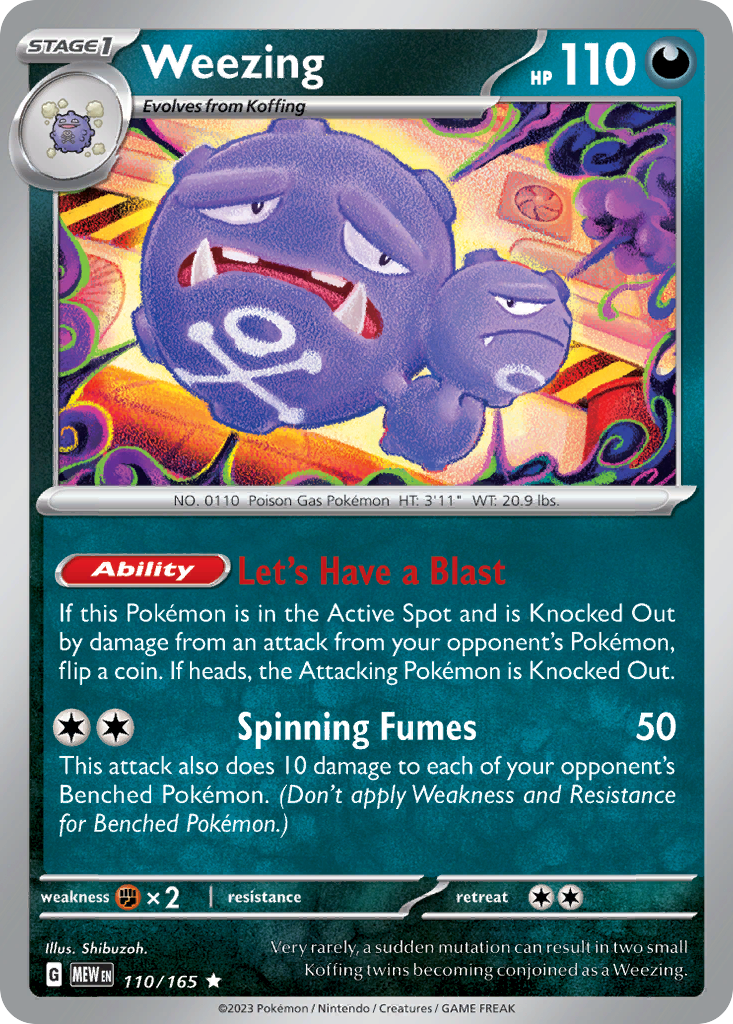 Weezing 110 151 Pokémon card