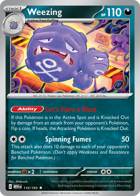Weezing 110 151 Pokémon card