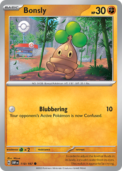 Bonsly 110 Obsidian Flames Pokémon card