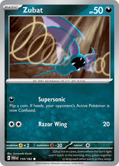 Zubat 110 Paradox Rift Pokémon card