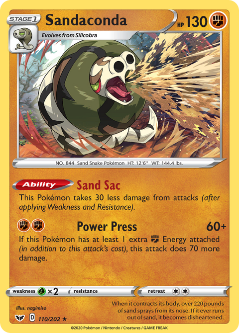 Sandaconda 110 Sword & Shield Pokémon card