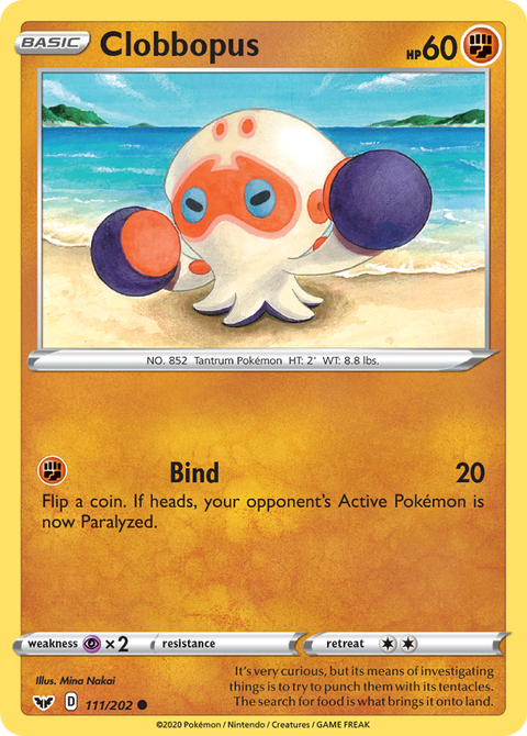 Clobbopus 111 Sword & Shield Pokémon card