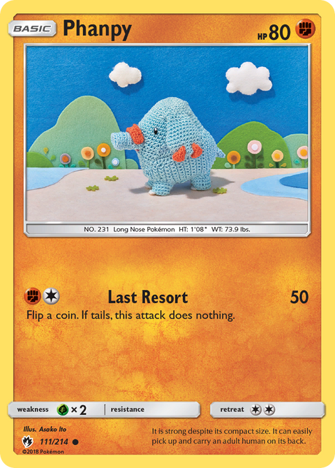 Phanpy 111 Lost Thunder Pokémon card
