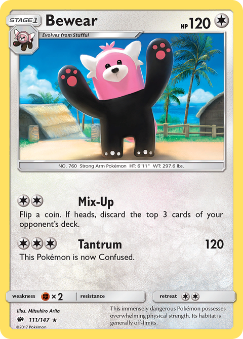 Bewear 111 Burning Shadows Pokémon card