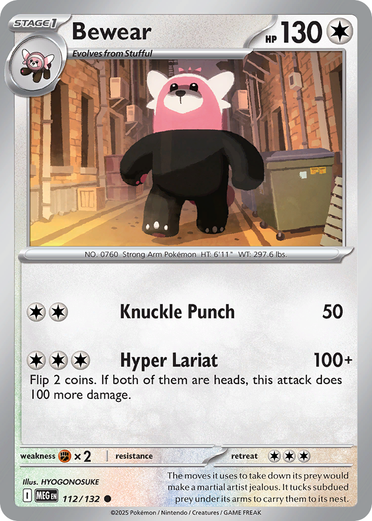 Bewear 112 Mega Evolution Pokémon card