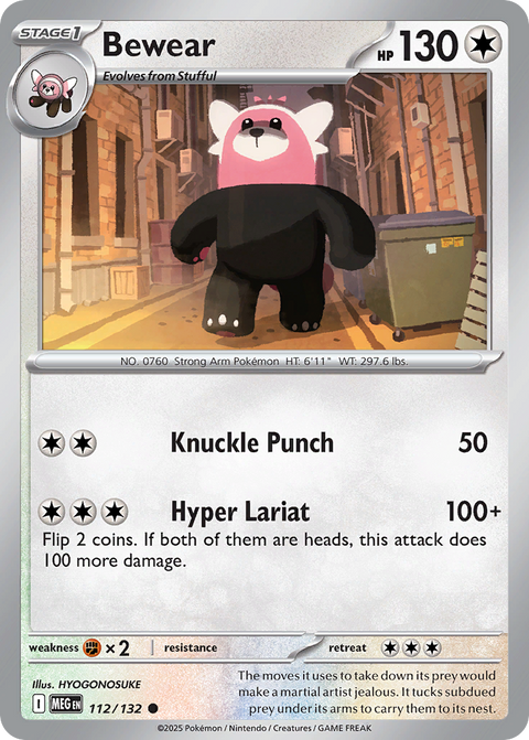 Bewear 112 Mega Evolution Pokémon card