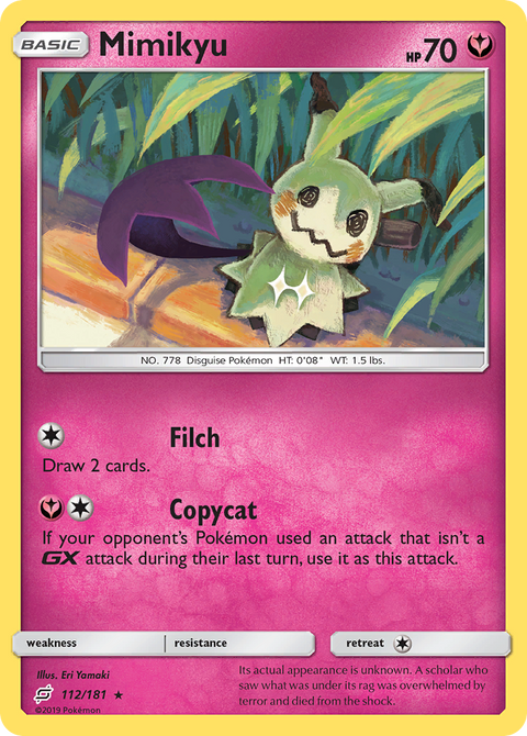Mimikyu 112 Team Up Pokémon card