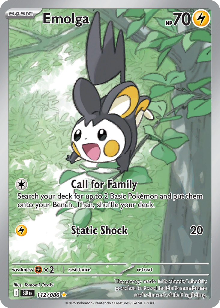 Emolga 112 Black Bolt Pokémon card