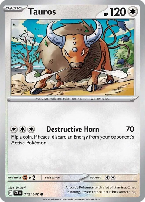 Tauros 112 Stellar Crown Pokémon card