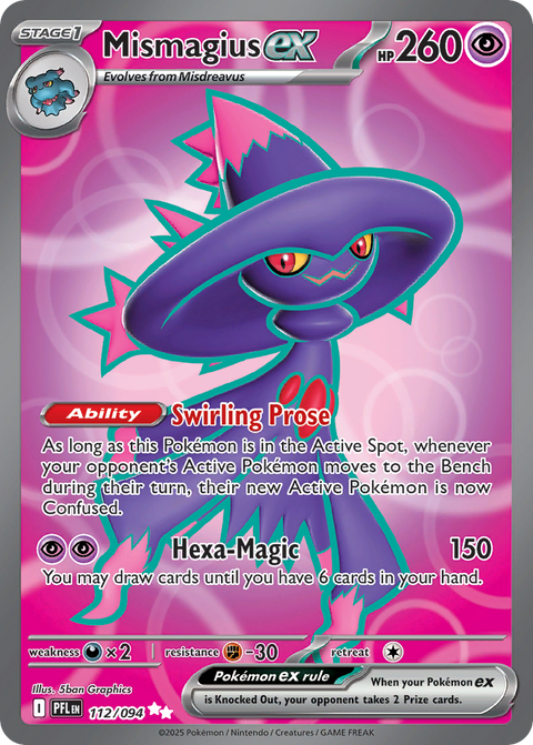 Mismagius ex 112 Phantasmal Flames Pokémon card