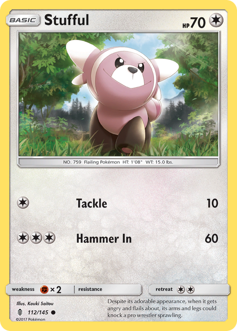 Stufful 112 Guardians Rising Pokémon card