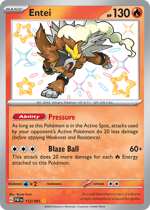 Entei 112 Paldean Fates Pokémon card