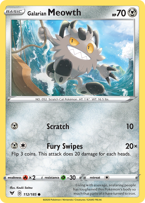 Galarian Meowth 112 Vivid Voltage Pokémon card