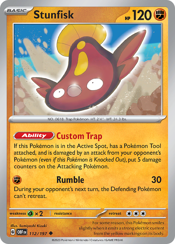 Stunfisk 112 Obsidian Flames Pokémon card