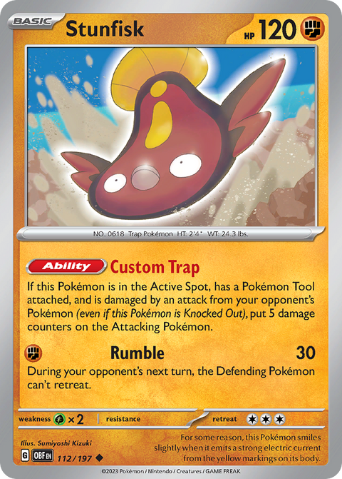 Stunfisk 112 Obsidian Flames Pokémon card