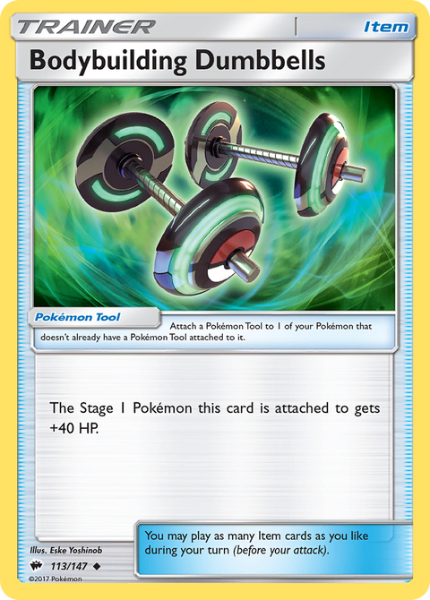Bodybuilding Dumbbells 113 Burning Shadows Pokémon card