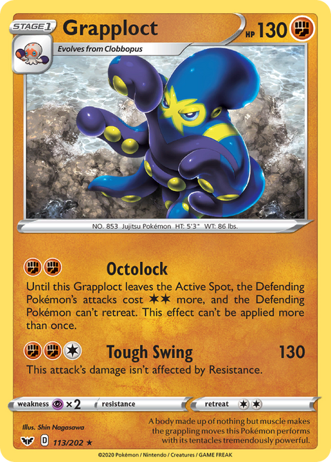 Grapploct 113 Sword & Shield Pokémon card