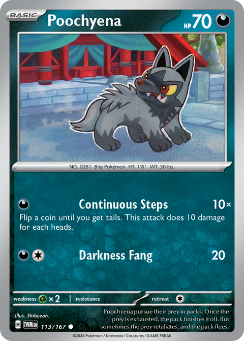 Poochyena 113 Twilight Masquerade Pokémon card