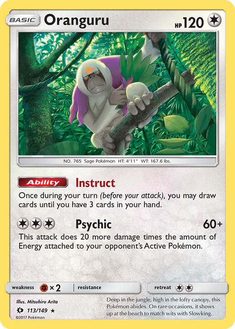 Oranguru 113 Sun & Moon Pokémon card
