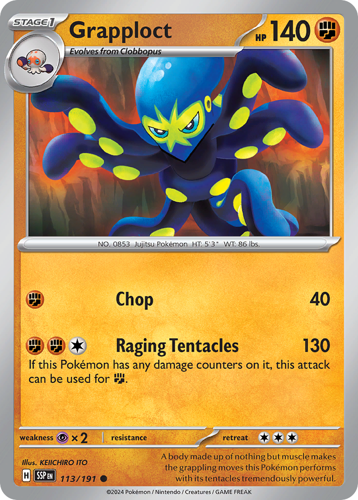 Grapploct 113 Surging Sparks Pokémon card