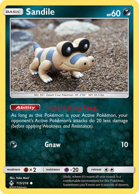Sandile 113 Unbroken Bonds Pokémon card