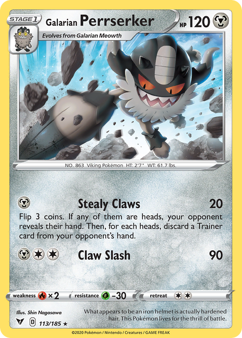 Galarian Perrserker 113 Vivid Voltage Pokémon card