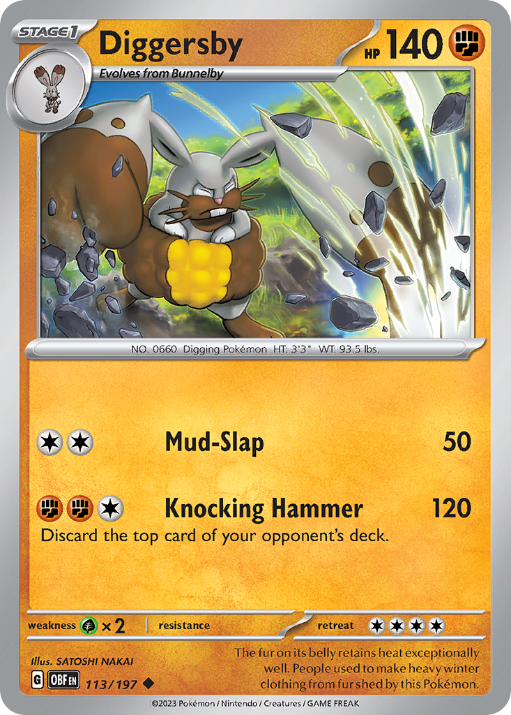 Diggersby 113 Obsidian Flames Pokémon card