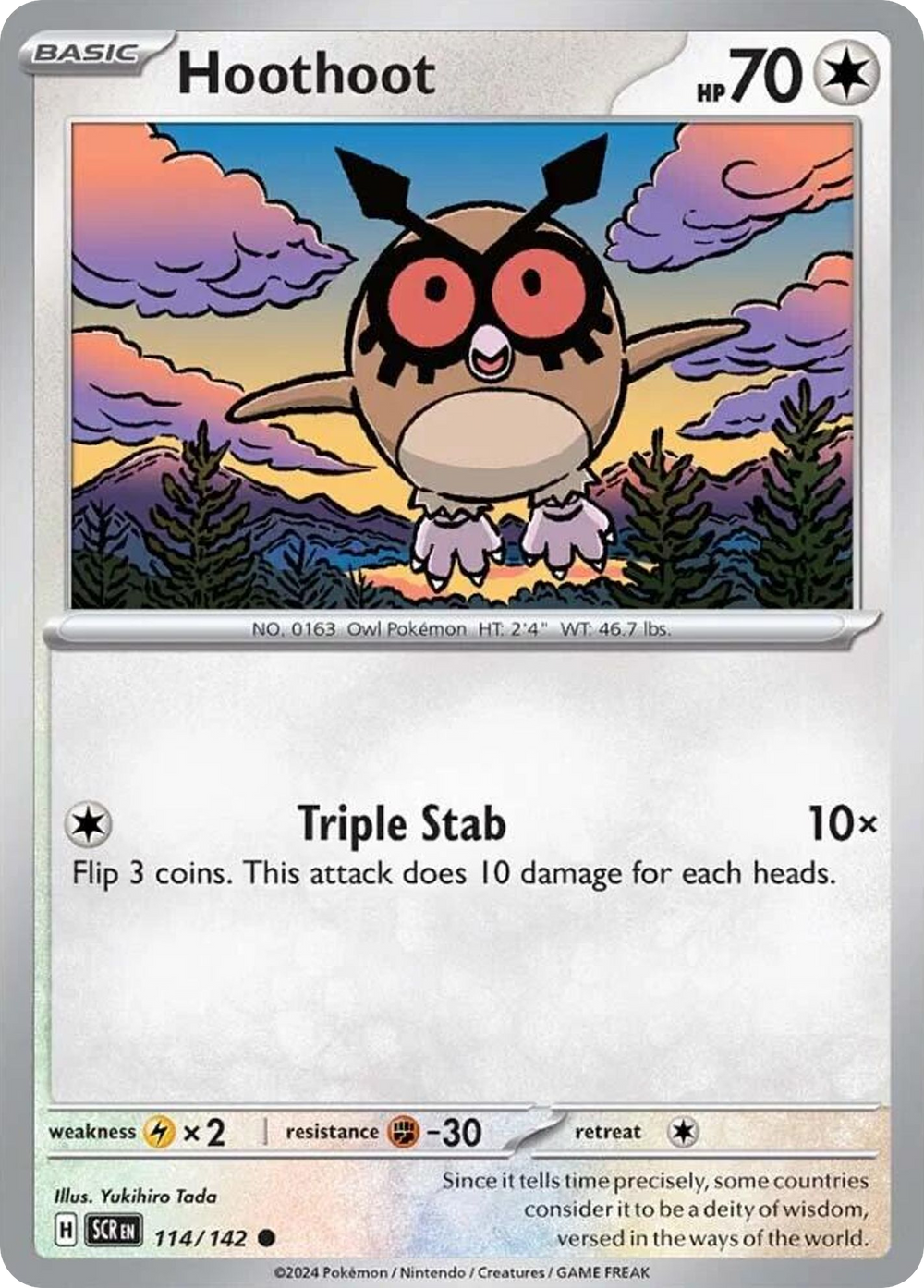Hoothoot 114 Stellar Crown Pokémon card