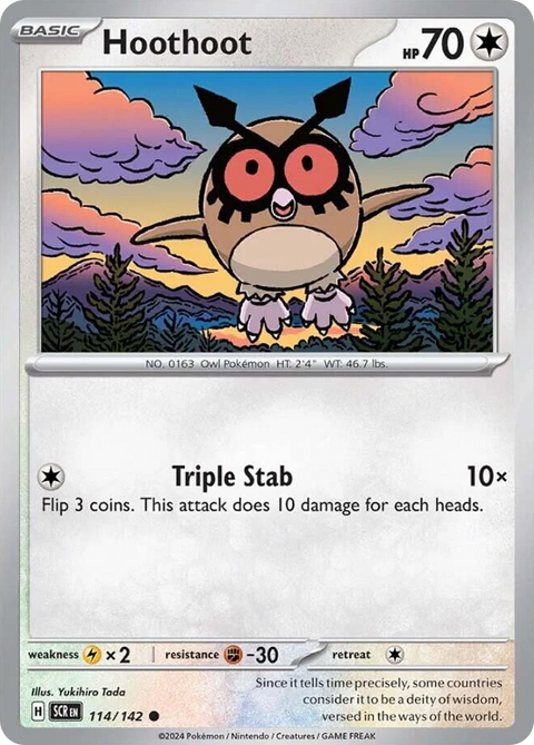 Hoothoot 114 Stellar Crown Pokémon card