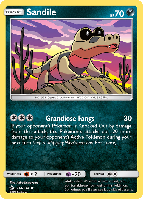 Sandile 114 Unbroken Bonds Pokémon card