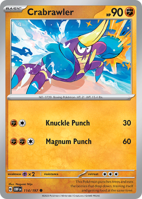 Crabrawler 114 Obsidian Flames Pokémon card