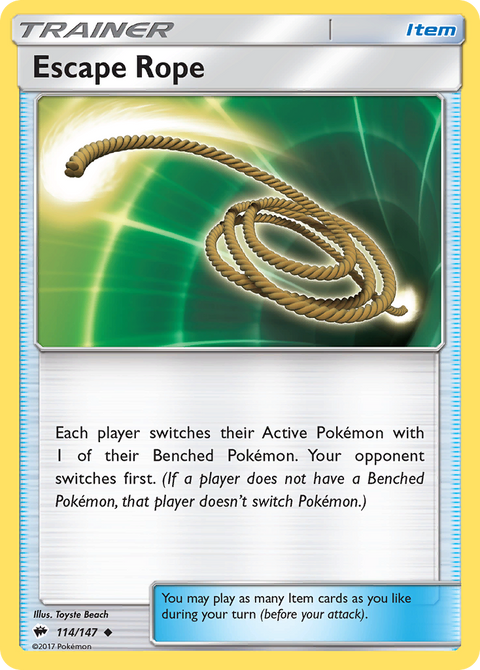 Escape Rope 114 Burning Shadows Pokémon card