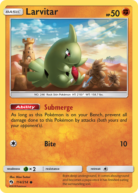 Larvitar 114 Lost Thunder Pokémon card