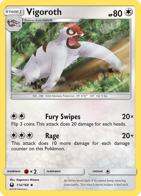 Vigoroth 114 Celestial Storm Pokémon card