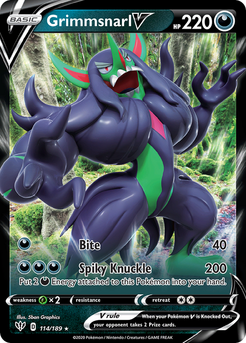 Grimmsnarl V 114 Darkness Ablaze Pokémon card