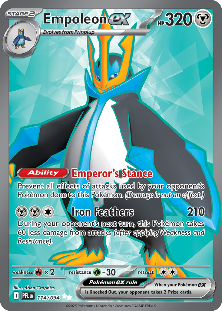 Empoleon ex 114 Phantasmal Flames Pokémon card