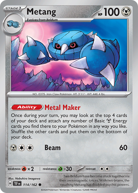 Metang 114 Temporal Forces Pokémon card