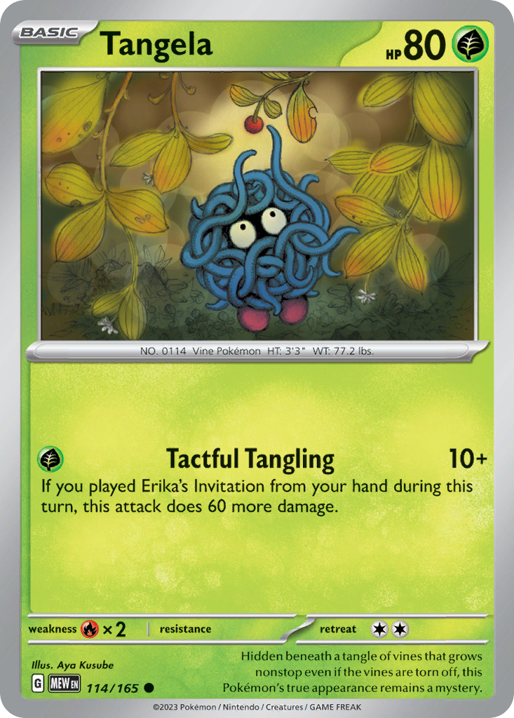 Tangela 114 151 Pokémon card