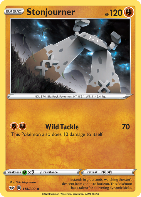 Stonjourner 114 Sword & Shield Pokémon card