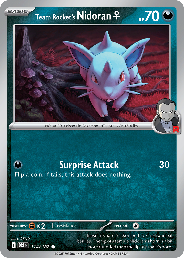Team Rocket's Nidoran♀ 114 Destined Rivals Pokémon card