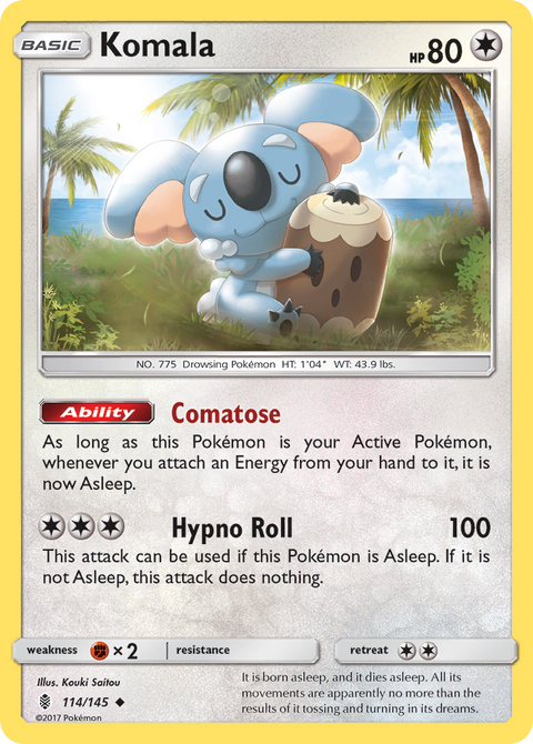 Komala 114 Guardians Rising Pokémon card