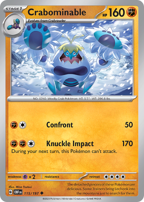 Crabominable 115 Obsidian Flames Pokémon card
