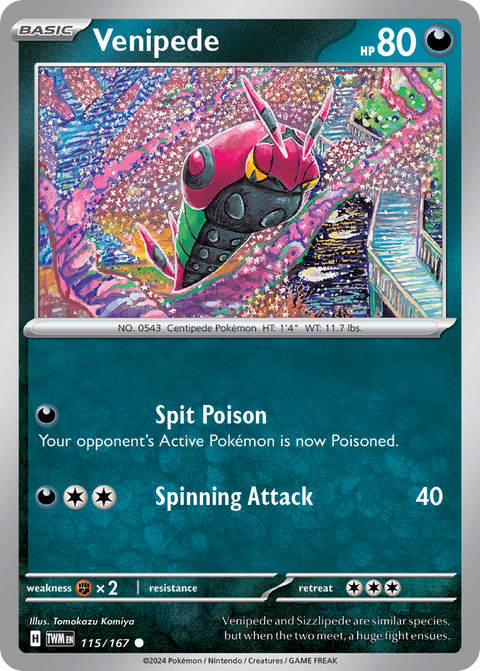 Venipede 115 Twilight Masquerade Pokémon card