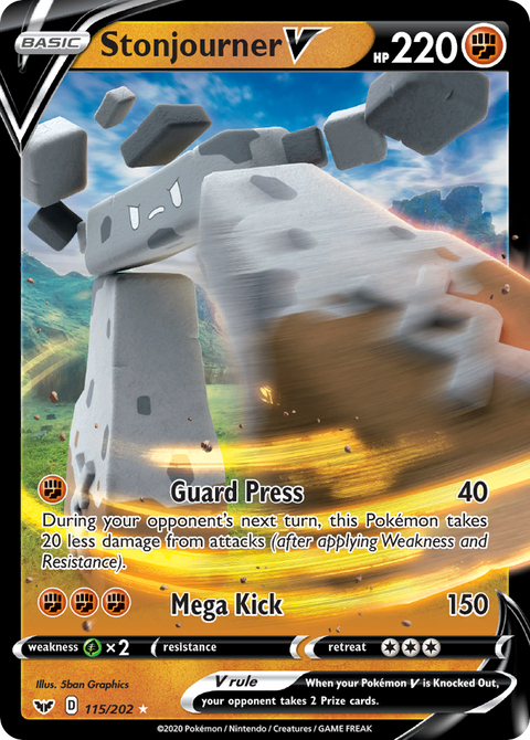 Stonjourner V 115 Sword & Shield Pokémon card