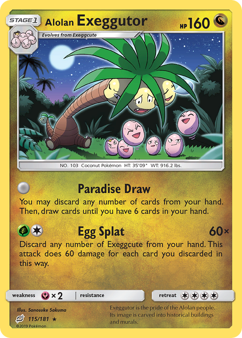 Alolan Exeggutor 115 Team Up Pokémon card