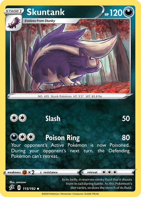 Skuntank 115 Rebel Clash Pokémon card