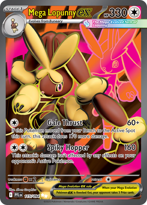 Mega Lopunny ex 115 Phantasmal Flames Pokémon card