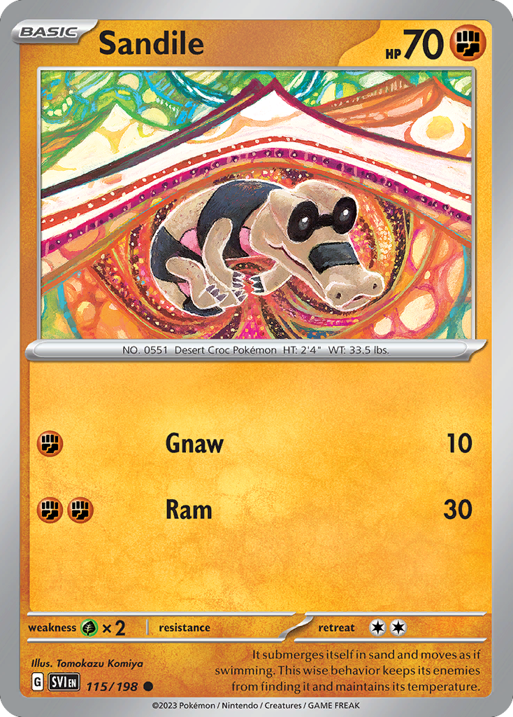 Sandile 115 Scarlet & Violet Pokémon card