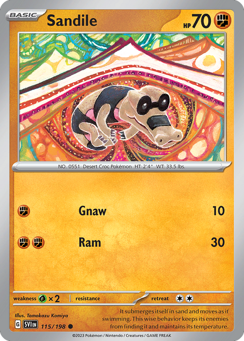 Sandile 115 Scarlet & Violet Pokémon card