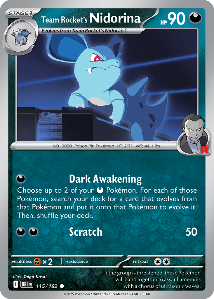 Team Rocket's Nidorina 115 Destined Rivals Pokémon card